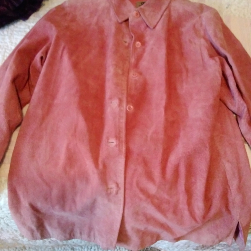 CHICOS suede pink coat size 2